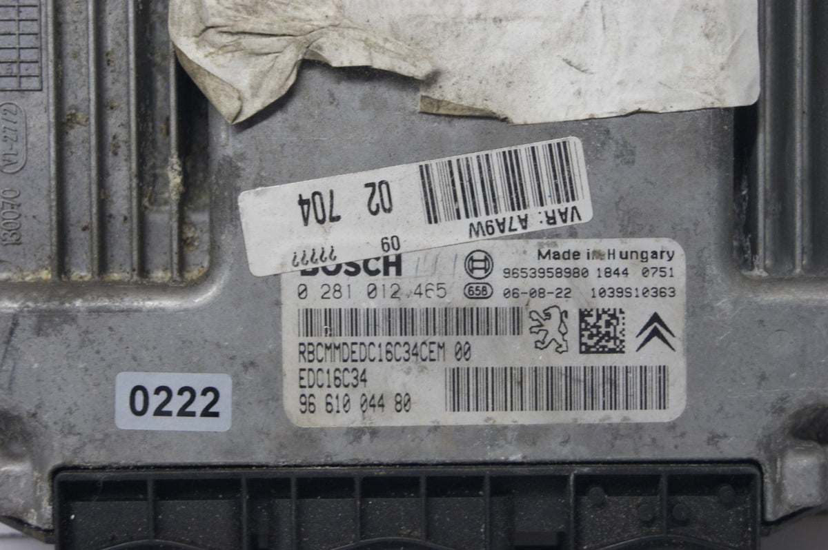 CITROEN PEUGEOT ECU 0281012465 9661004480 PLUG AND PLAY CLONING BY POST