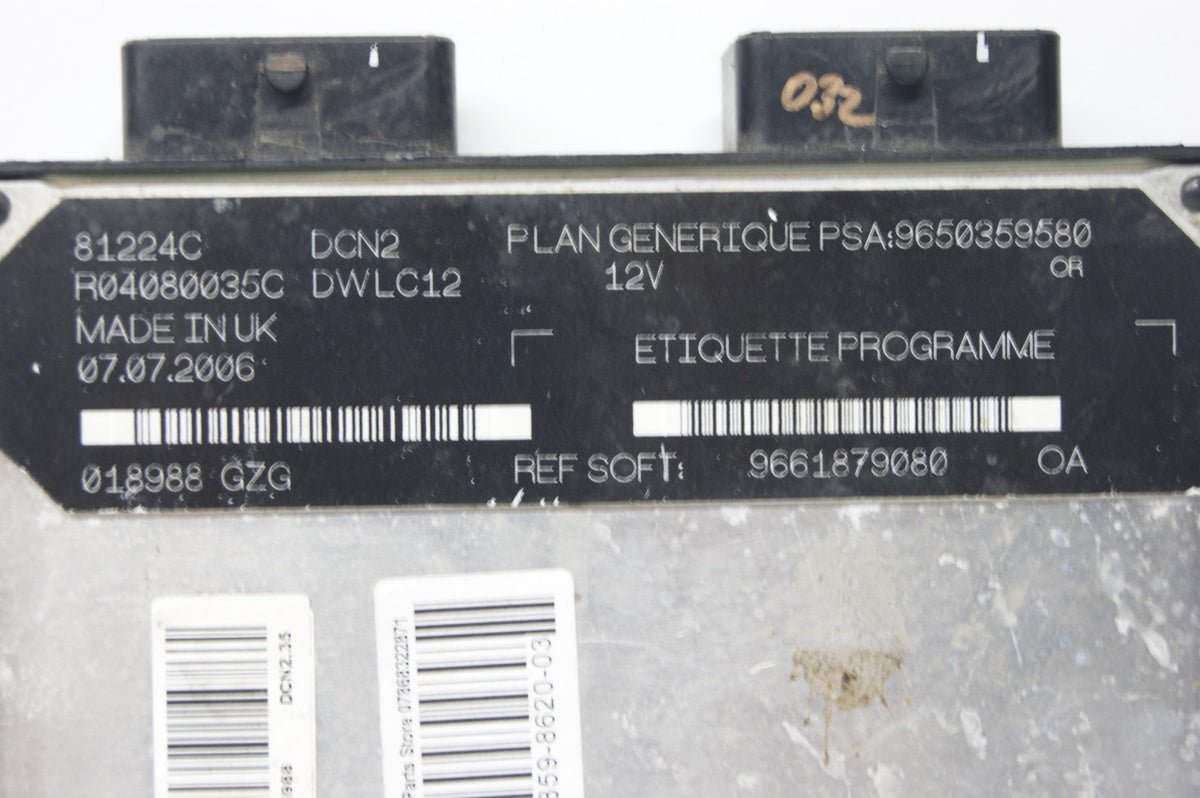 9650359580 FIAT SCUDO PEUGEOT CITREON  1.9 D ENGINE CONTROL UNIT ECU