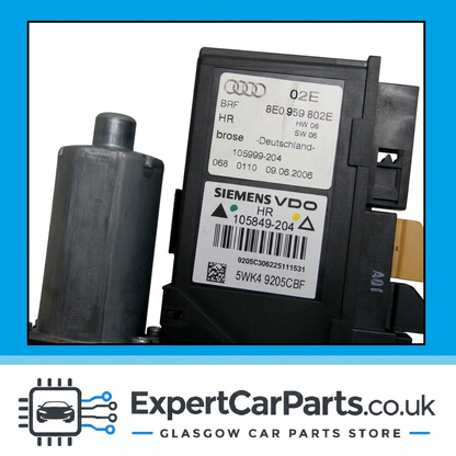 Audi window motor 8E0 959 802 E label close-up