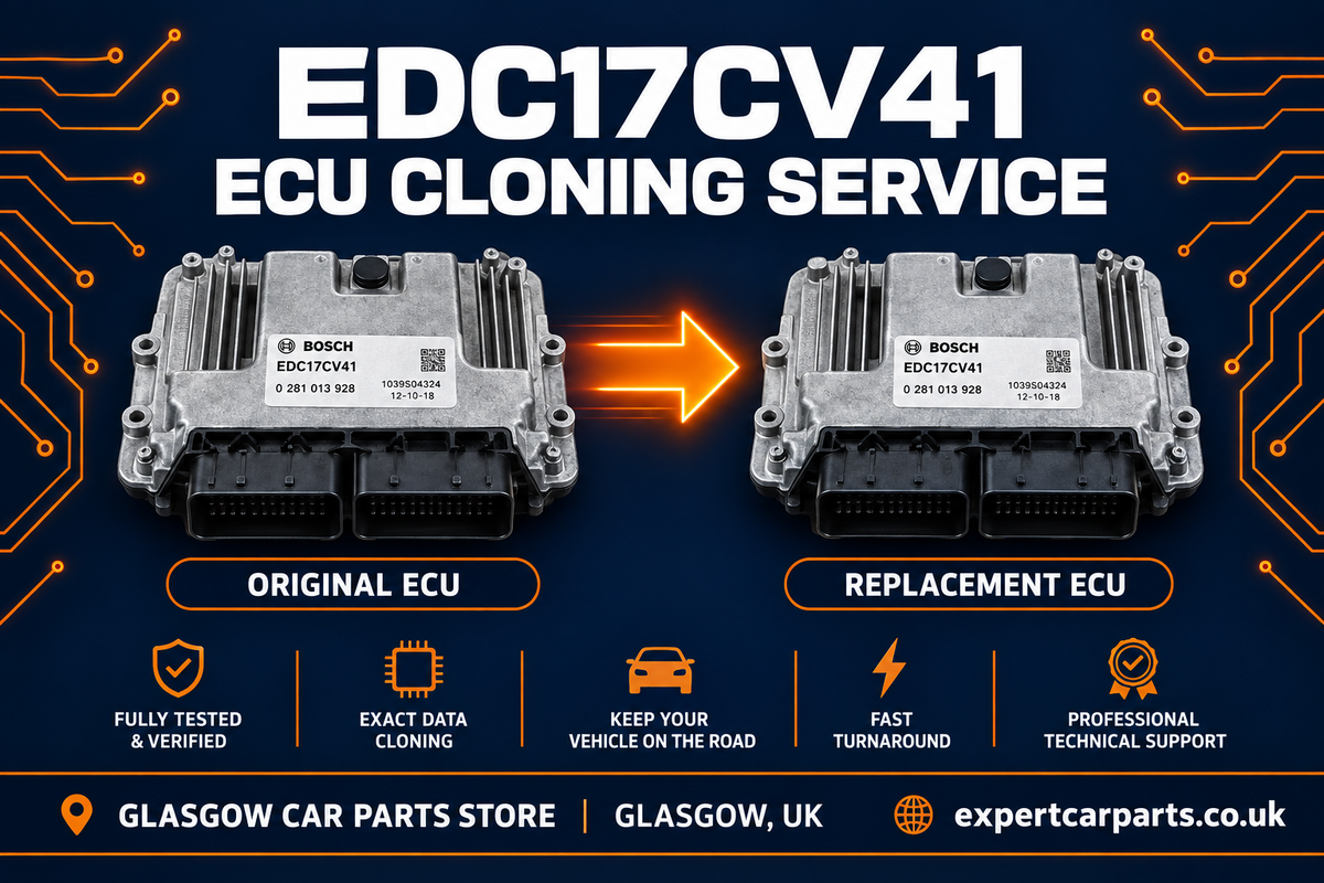 EDC17CV41 ECU cloning service, original and replacement ECU, Glasgow Car Parts Store